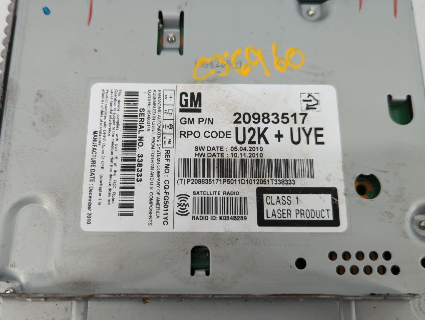 2011-2012 Chevrolet Cruze Am Fm Cd Player Radio Receiver - Oemusedautoparts1.com