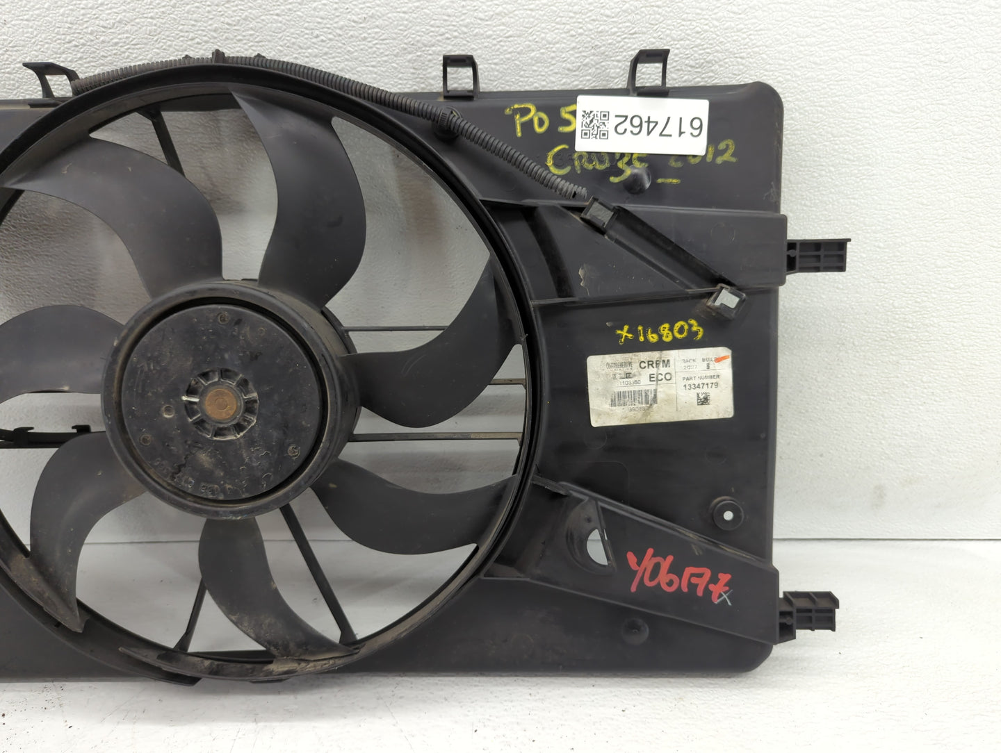 2011-2016 Chevrolet Cruze Left Radiator Fan Motor Assembly Black - Oemusedautoparts1.com