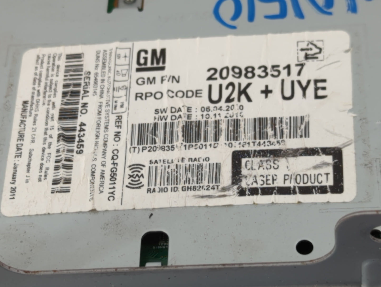 2011-2012 Chevrolet Cruze Am Fm Cd Player Radio Receiver - Oemusedautoparts1.com