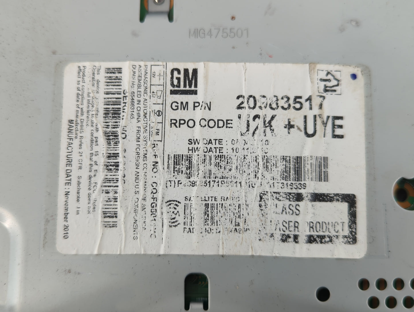 2011-2012 Chevrolet Cruze Am Fm Cd Player Radio Receiver - Oemusedautoparts1.com