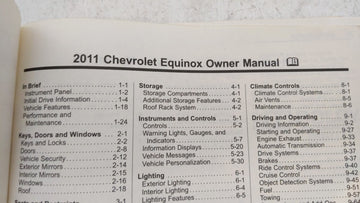 2011 Chevrolet Equinox Owners Manual Book Guide OEM Used Auto Parts