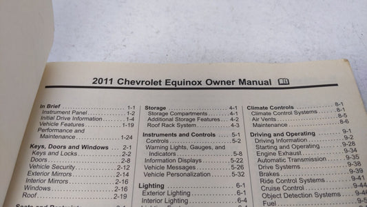 2011 Chevrolet Equinox Owners Manual Book Guide OEM Used Auto Parts