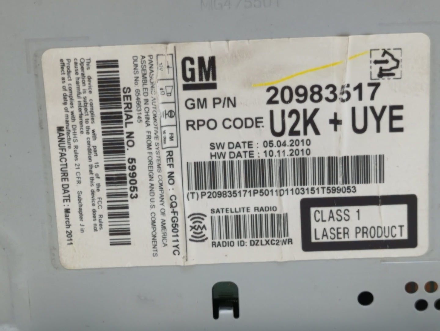 2011-2012 Chevrolet Equinox Am Fm Cd Player Radio Receiver - Oemusedautoparts1.com