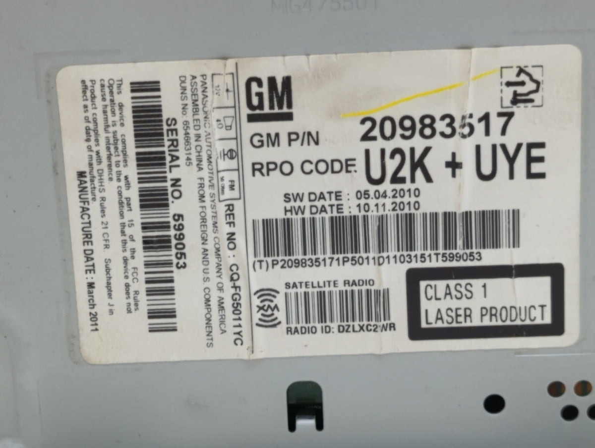 2011-2012 Chevrolet Equinox Am Fm Cd Player Radio Receiver 408740 - Oemusedautoparts1.com