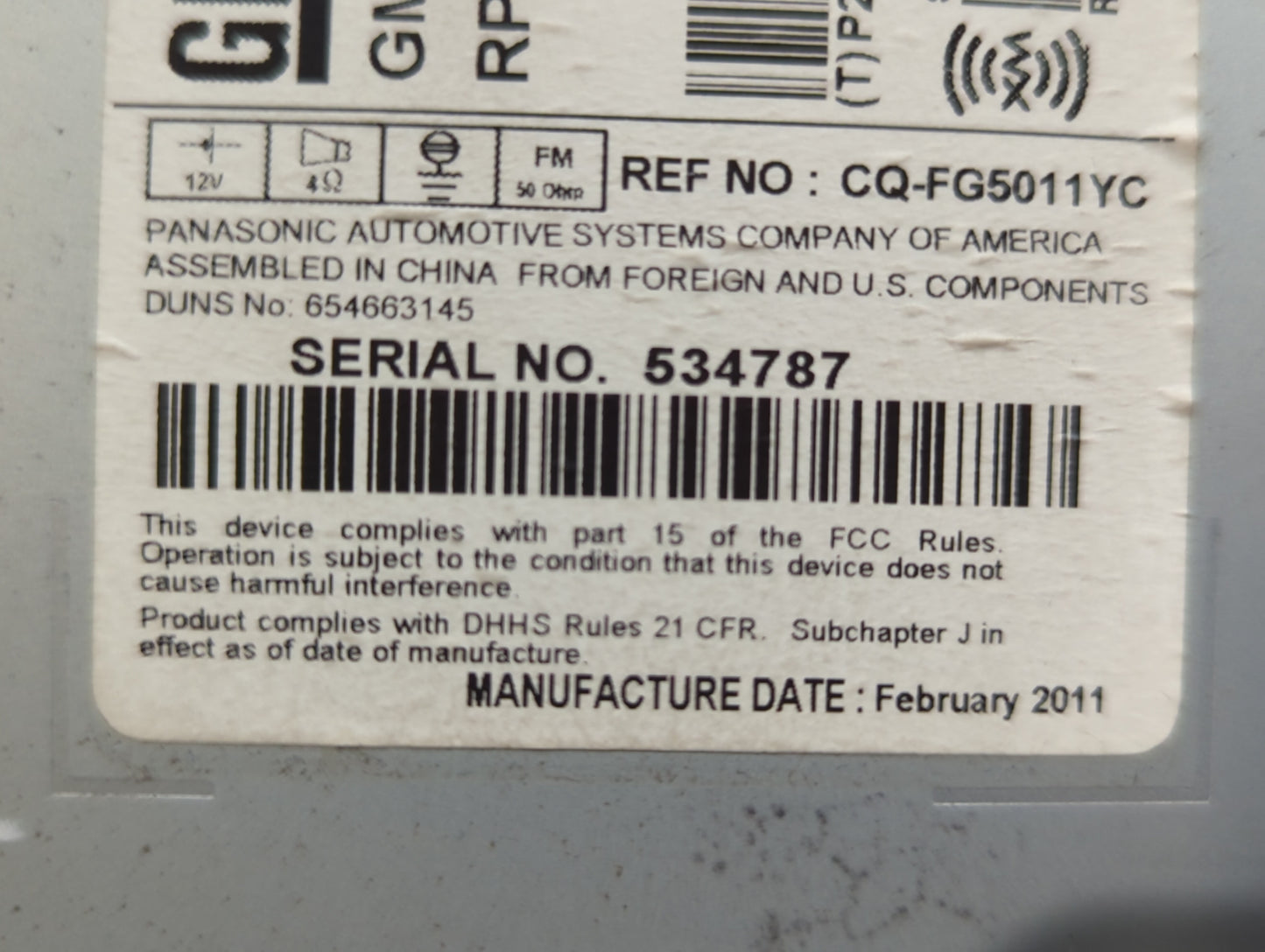 2011-2012 Chevrolet Equinox Radio AM FM Cd Player Receiver Replacement P/N:20983517 Fits Fits 2010 2011 2012 OEM Used Auto P