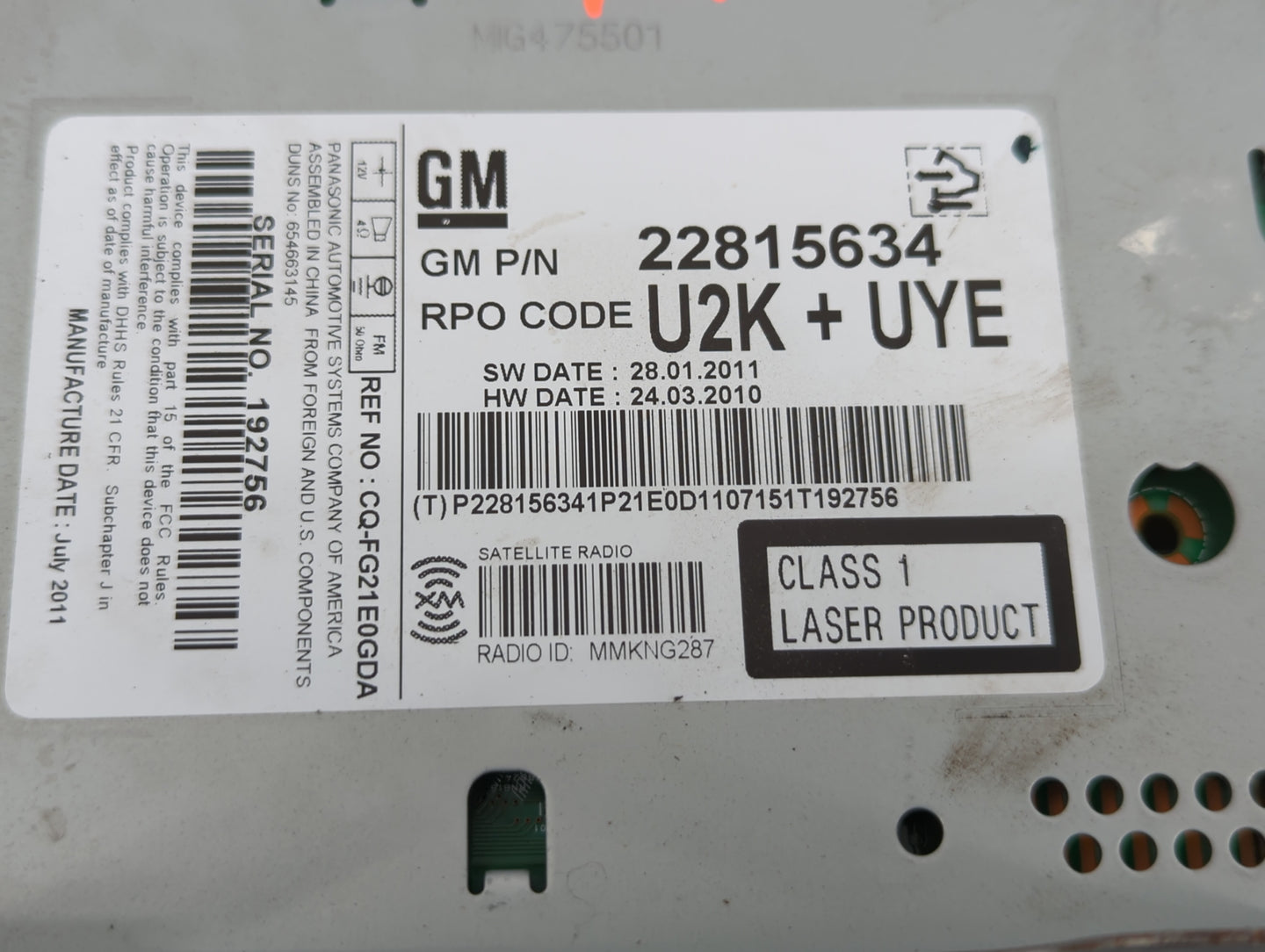 2011-2012 Chevrolet Equinox Am Fm Cd Player Radio Receiver - Oemusedautoparts1.com