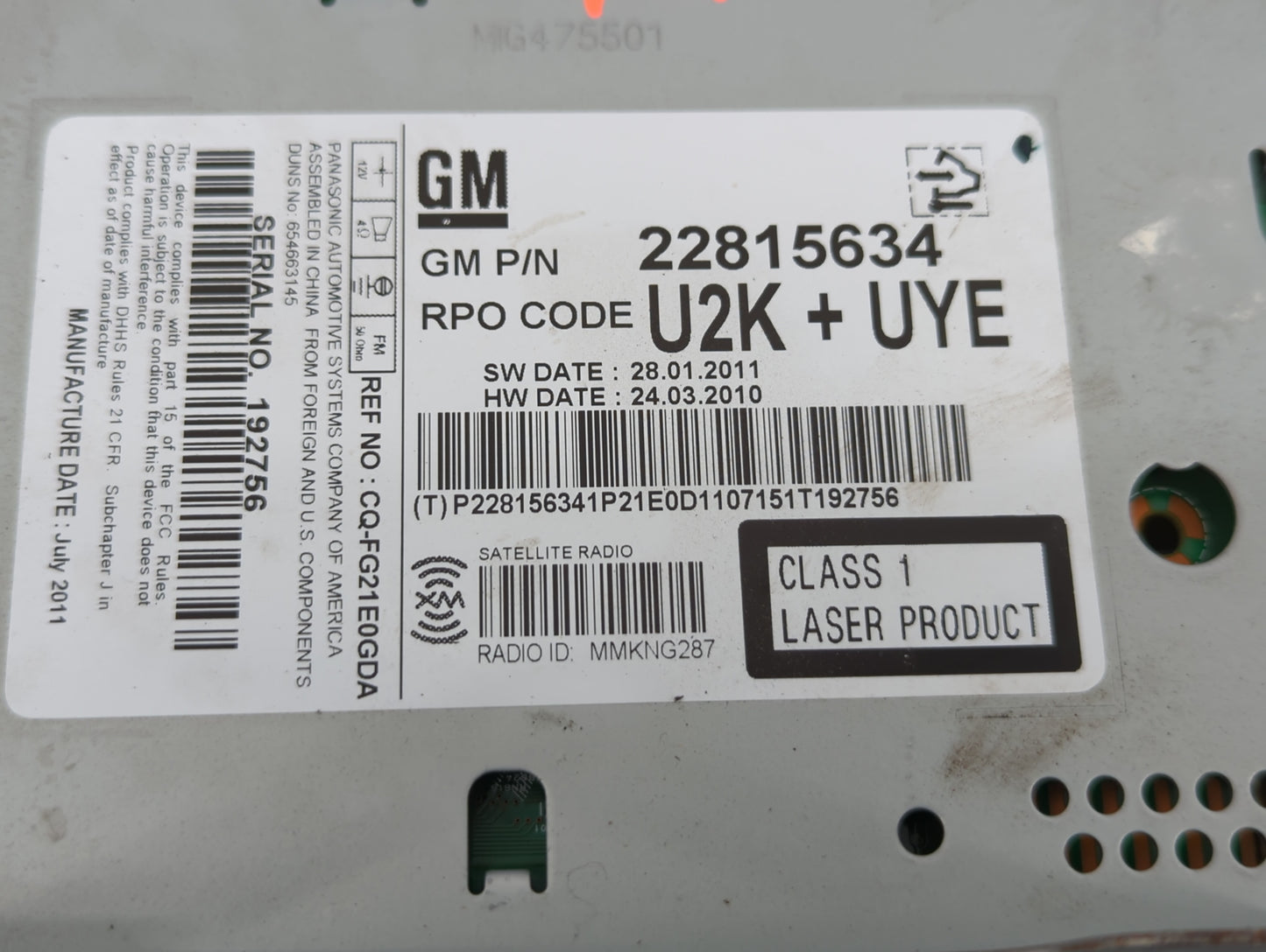 2011-2012 Chevrolet Equinox Am Fm Cd Player Radio Receiver - Oemusedautoparts1.com