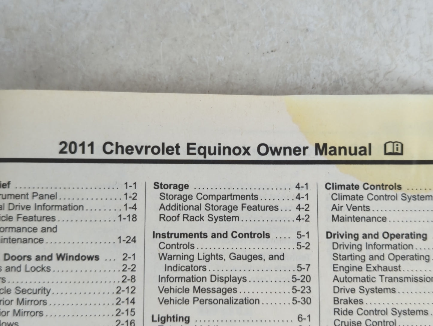 2011 Chevrolet Equinox Owners Manual Book Guide P/N:20781752 B OEM Used Auto Parts - Oemusedautoparts1.com