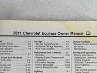 2011 Chevrolet Equinox Owners Manual Book Guide P/N:20781752 B OEM Used Auto Parts - Oemusedautoparts1.com