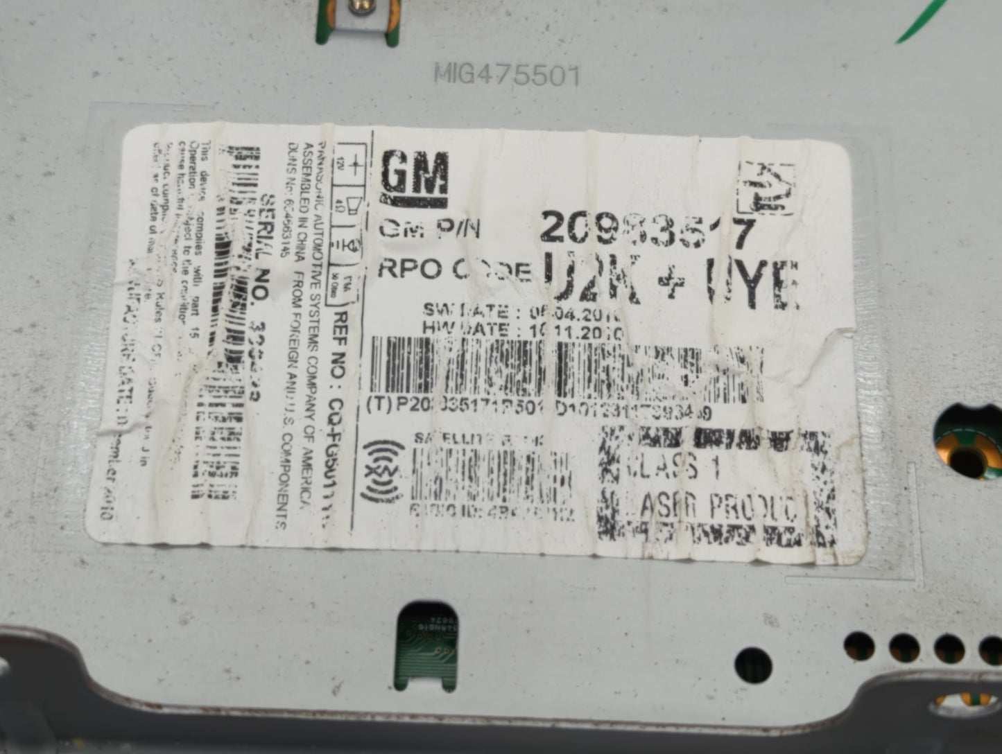 2011-2012 Chevrolet Equinox Radio AM FM Cd Player Receiver Replacement P/N:20983517 Fits Fits 2010 2011 2012 OEM Used Auto P