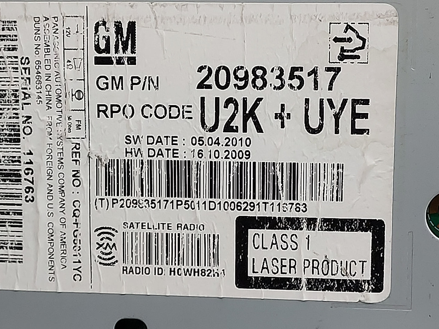 2011-2012 Chevrolet Equinox Radio AM FM Cd Player Receiver Replacement Fits Fits 2010 2011 2012 OEM Used Auto Parts - Oemuse