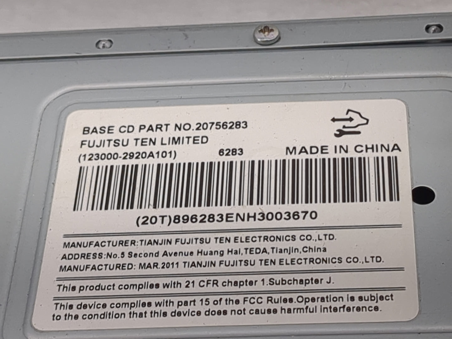 2009-2016 Chevrolet Impala Radio AM FM Cd Player Receiver Replacement P/N:20756283 123000-2920A101 Fits OEM Used Auto Parts 