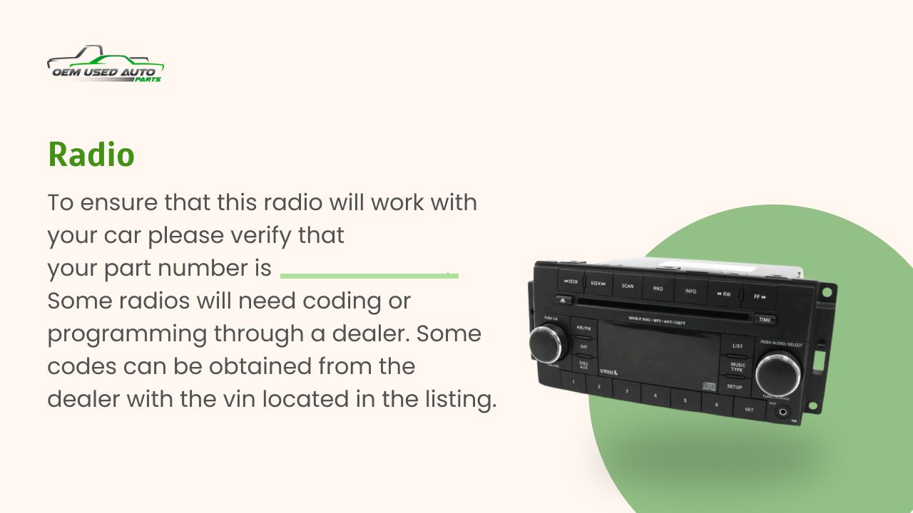 2011-2012 Chevrolet Impala Radio AM FM Cd Player Receiver Replacement Fits Fits 2011 2012 OEM Used Auto Parts - Oemusedautop