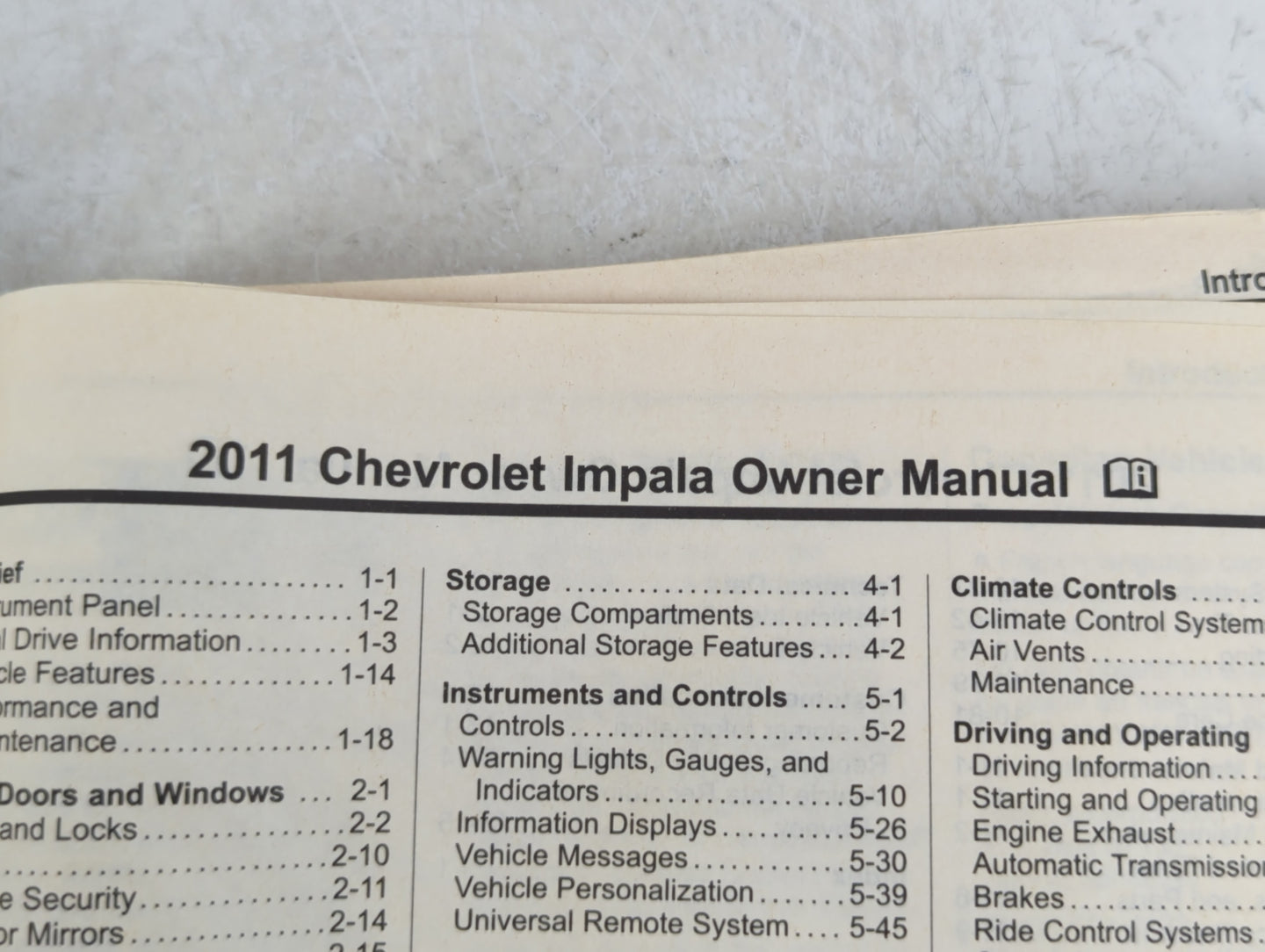 2011 Chevrolet Impala Owners Manual Book Guide P/N:20782813 B OEM Used Auto Parts - Oemusedautoparts1.com