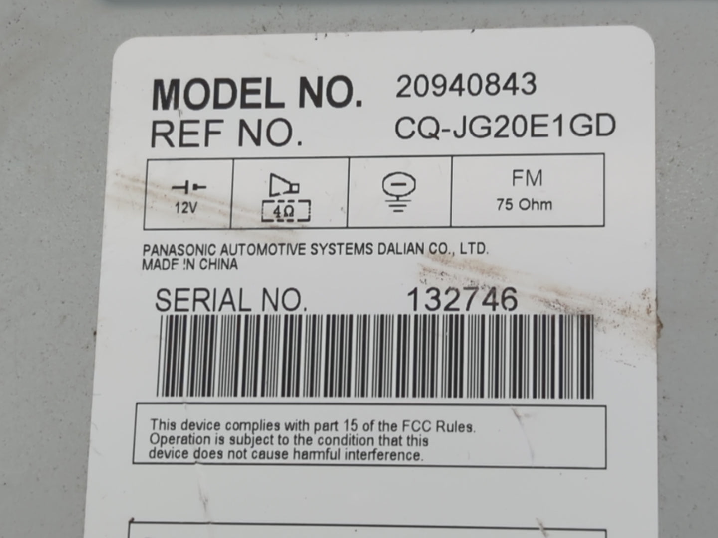 2009-2012 Chevrolet Malibu Radio AM FM Cd Player Receiver Replacement P/N:20940843 Fits Fits 2009 2010 2011 2012 OEM Used Au