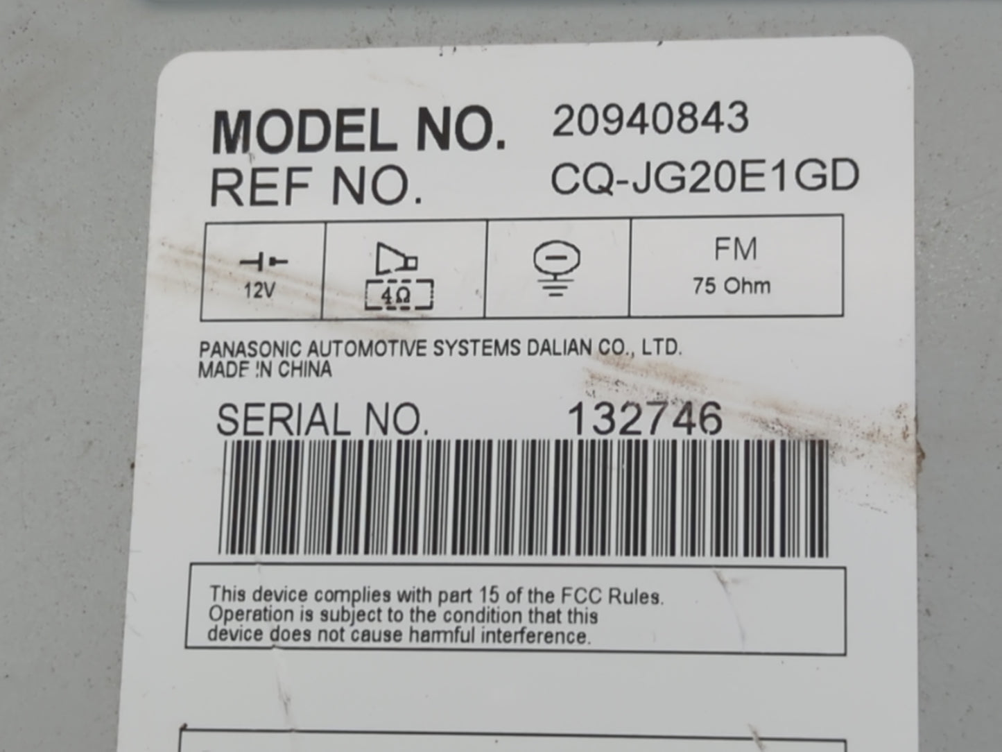 2009-2012 Chevrolet Malibu Radio AM FM Cd Player Receiver Replacement P/N:20940843 Fits Fits 2009 2010 2011 2012 OEM Used Au