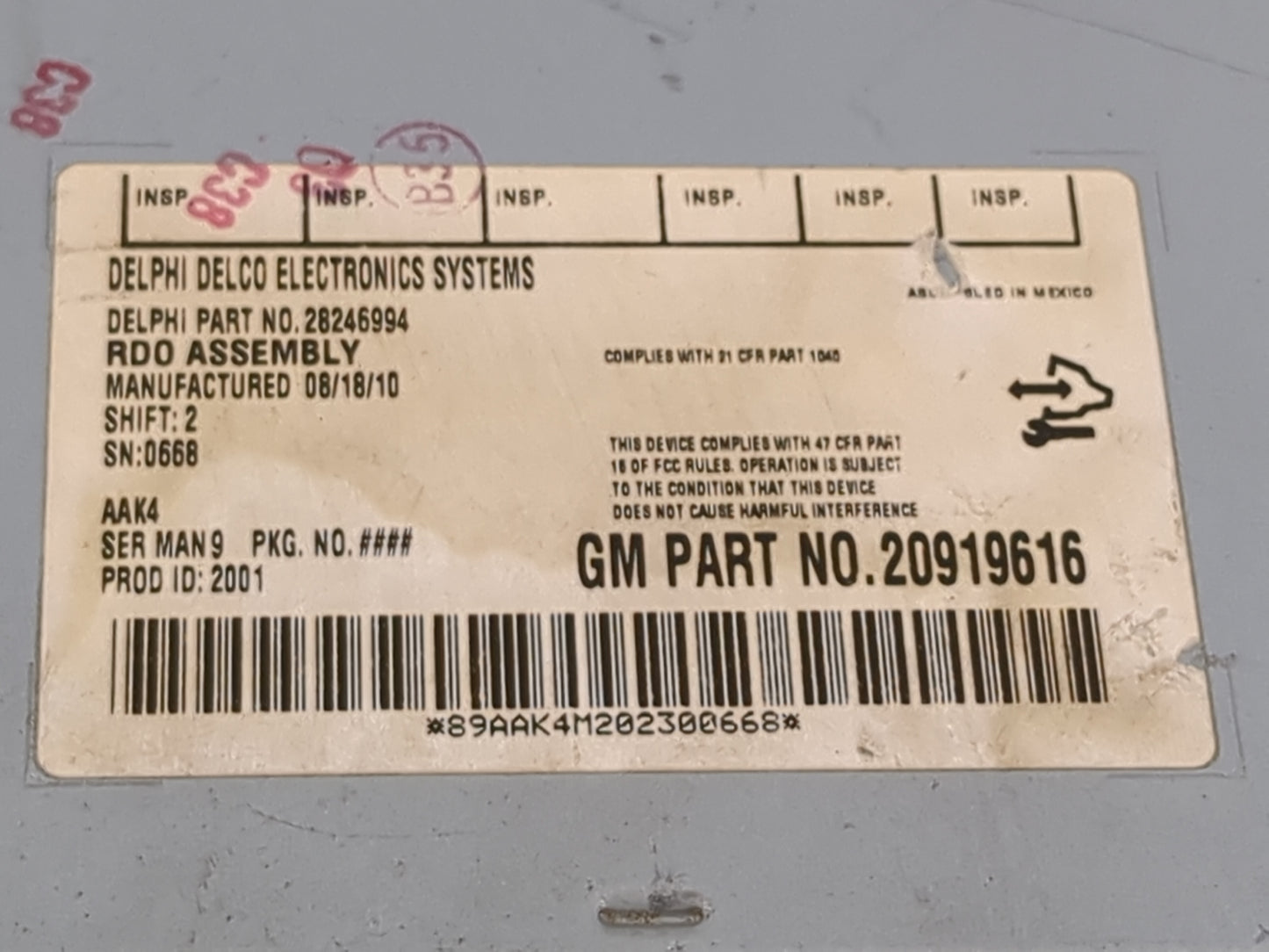 2011 Chevrolet Malibu Radio AM FM Cd Player Receiver Replacement P/N:20919616 Fits OEM Used Auto Parts - Oemusedautoparts1.c