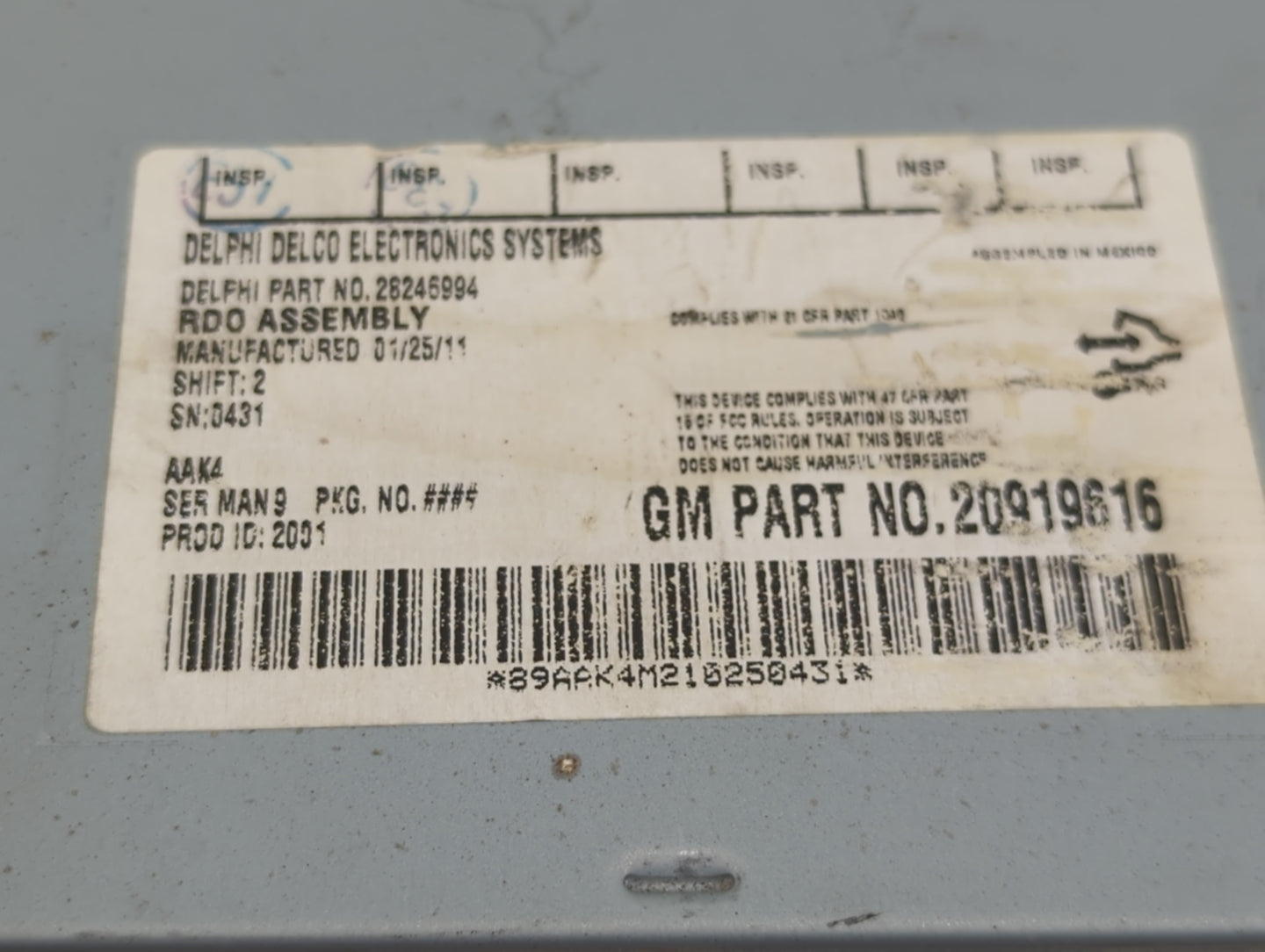 2007-2012 Chevrolet Malibu Radio AM FM Cd Player Receiver Replacement P/N:20919616 Fits OEM Used Auto Parts - Oemusedautopar