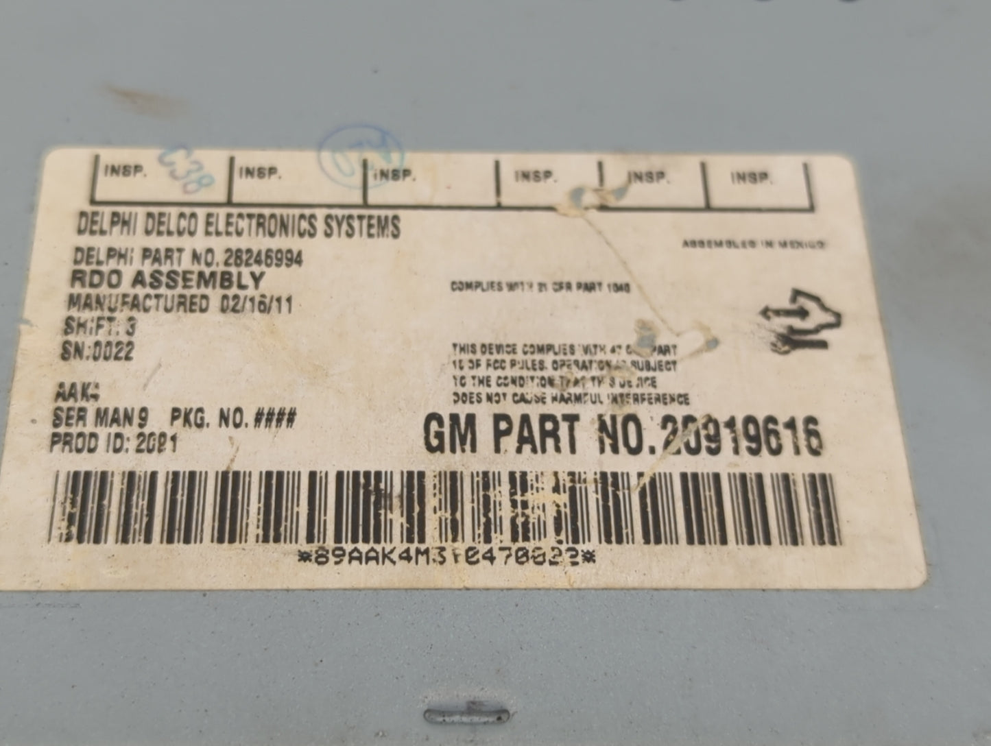 2009-2012 Chevrolet Malibu Radio AM FM Cd Player Receiver Replacement P/N:20919616 Fits Fits 2009 2010 2011 2012 OEM Used Au