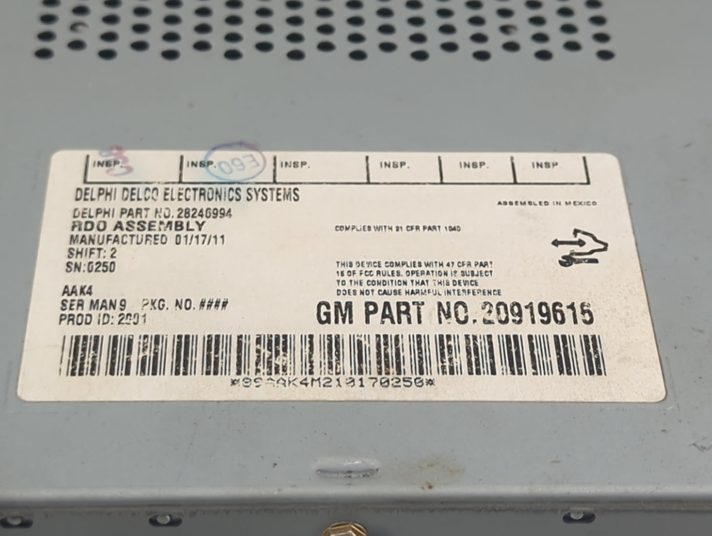 2009-2012 Chevrolet Malibu Radio AM FM Cd Player Receiver Replacement P/N:28246994 20919615 Fits Fits 2009 2010 2011 2012 OE