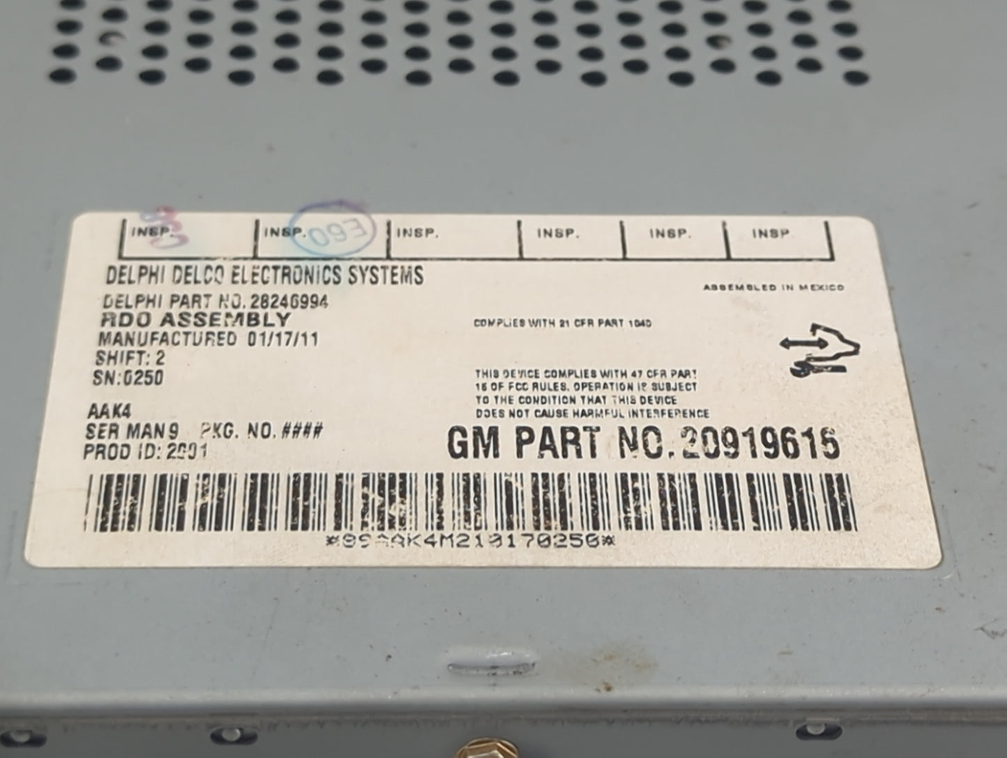 2009-2012 Chevrolet Malibu Radio AM FM Cd Player Receiver Replacement P/N:28246994 20919615 Fits Fits 2009 2010 2011 2012 OE