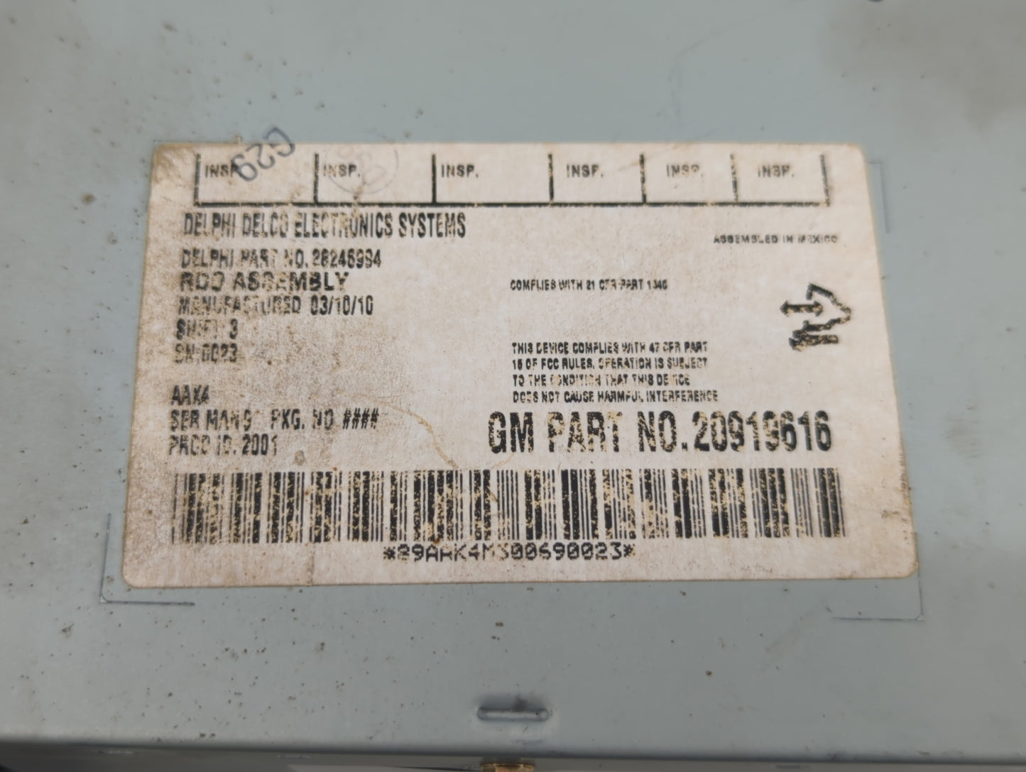 2009-2012 Chevrolet Malibu Radio AM FM Cd Player Receiver Replacement P/N:20919616 Fits Fits 2009 2010 2011 2012 OEM Used Au