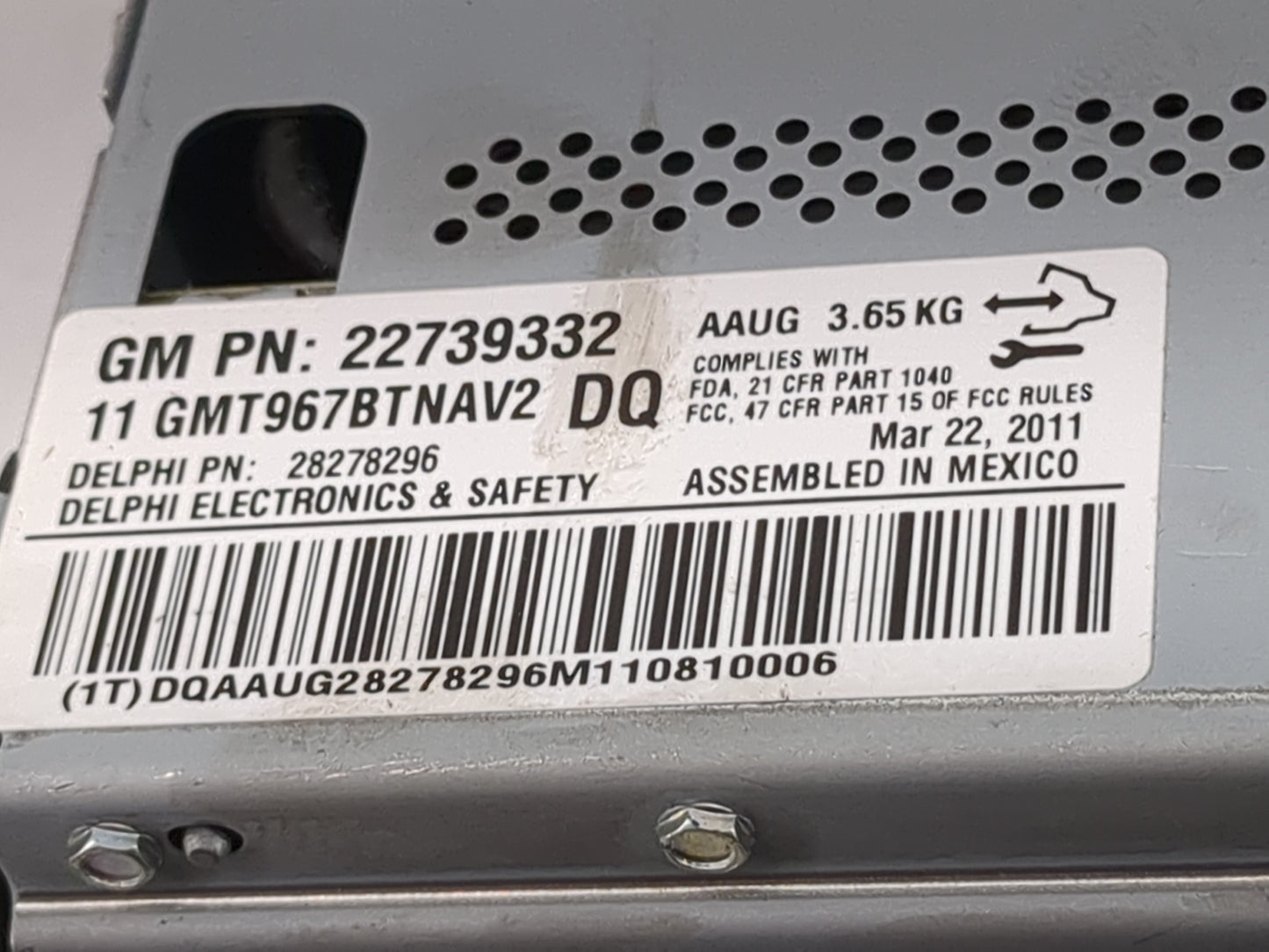 2011 Chevrolet Traverse Radio AM FM Cd Player Receiver Replacement P/N:22739332 11GMT967BTNAV2, 28278296 Fits OEM Used Auto 