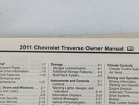2011 Chevrolet Traverse Owners Manual Book Guide P/N:20759682 OEM Used Auto Parts - Oemusedautoparts1.com