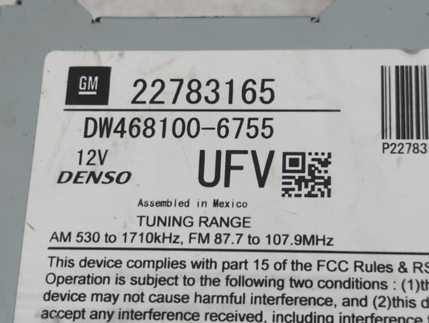 2011 Chevrolet Volt Radio AM FM Cd Player Receiver Replacement P/N:22783165 22850070 Fits OEM Used Auto Parts - Oemusedautop