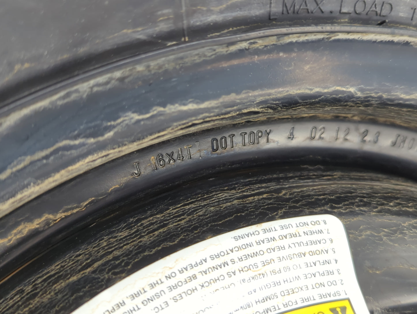 2011-2014 Chrysler 200 Spare Donut Tire Wheel Rim Oem - Oemusedautoparts1.com