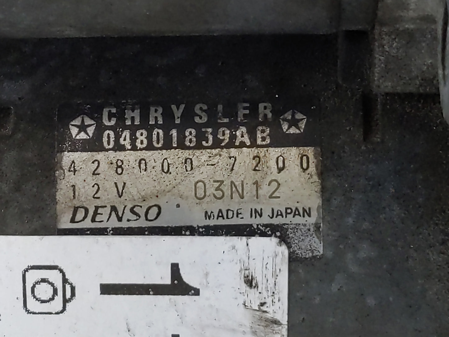 2011-2014 Chrysler 200 Car Starter Motor Solenoid OEM P/N:428000-7200 04801839AB Fits Fits 2011 2012 2013 2014 OEM Used Auto