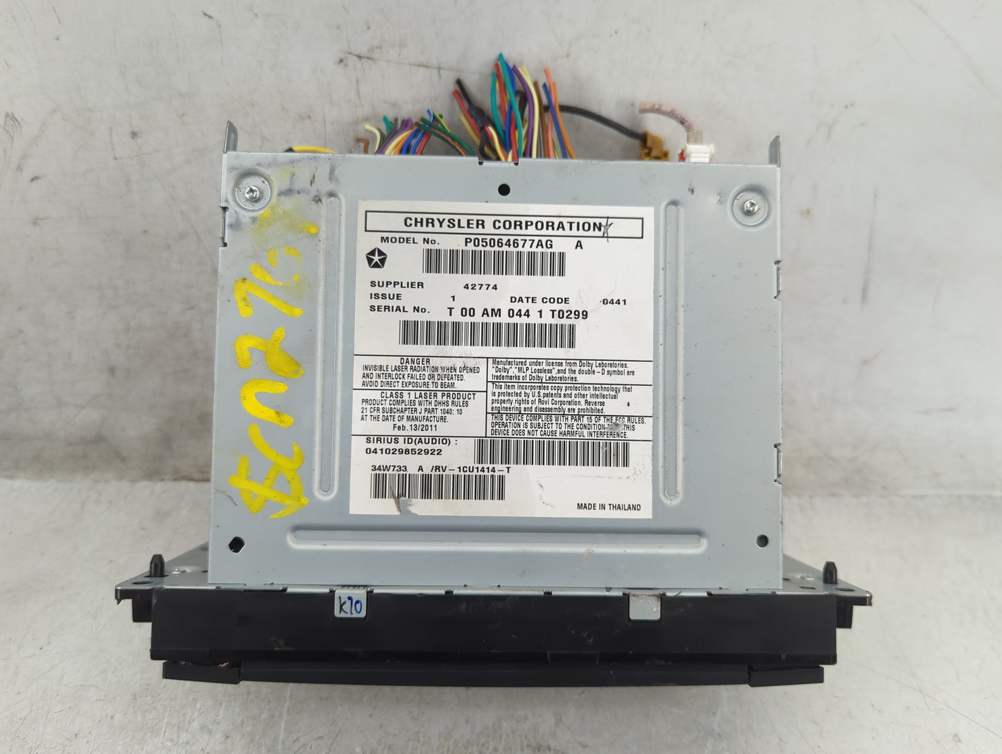 2011-2014 Chrysler 200 Radio AM FM Cd Player Receiver Replacement P/N:P05064677AG Fits Fits 2011 2012 2013 2014 OEM Used Aut