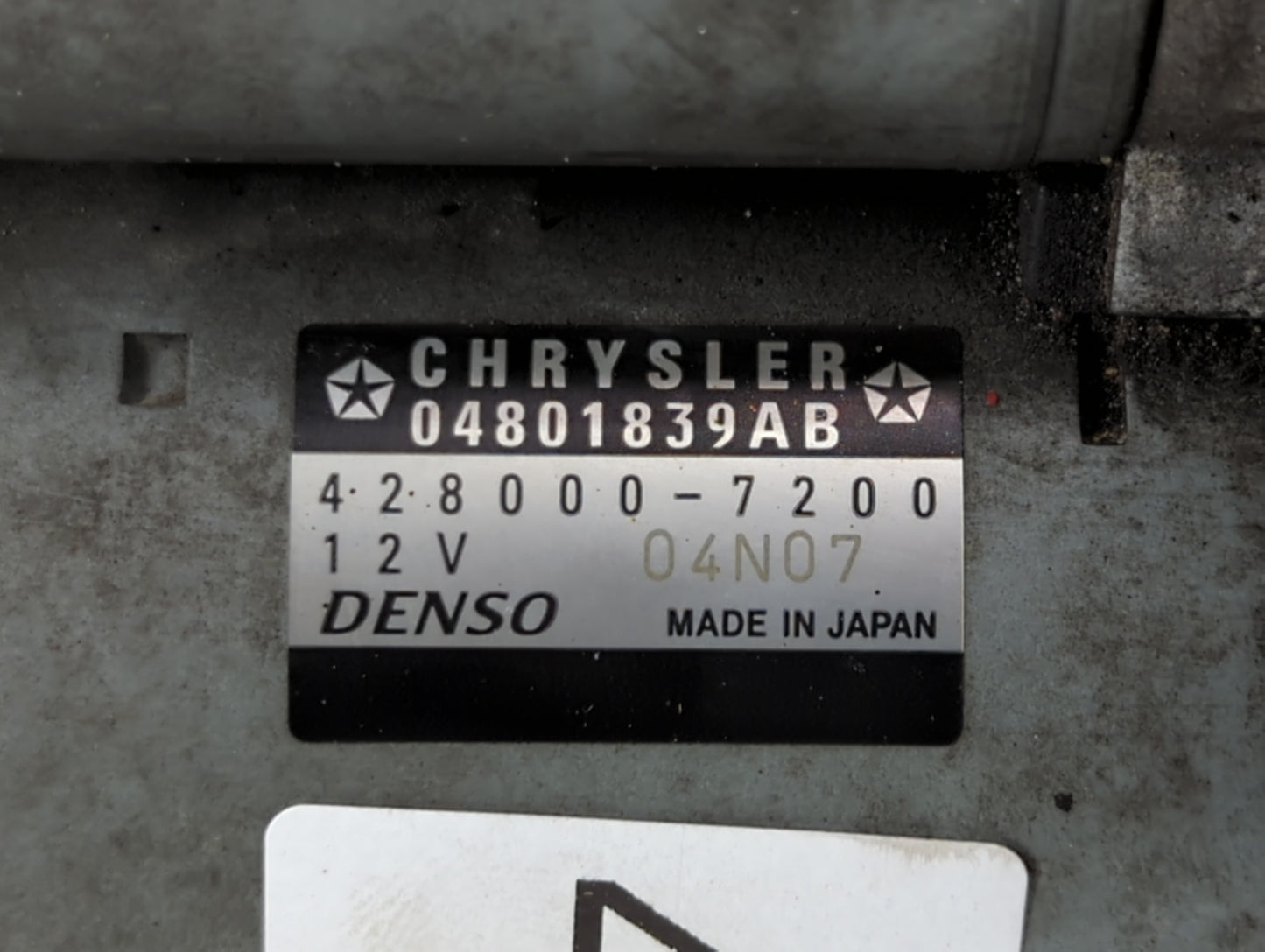 2011-2014 Chrysler 200 Car Starter Motor Solenoid OEM P/N:04801839AB Fits Fits 2011 2012 2013 2014 OEM Used Auto Parts - Oem