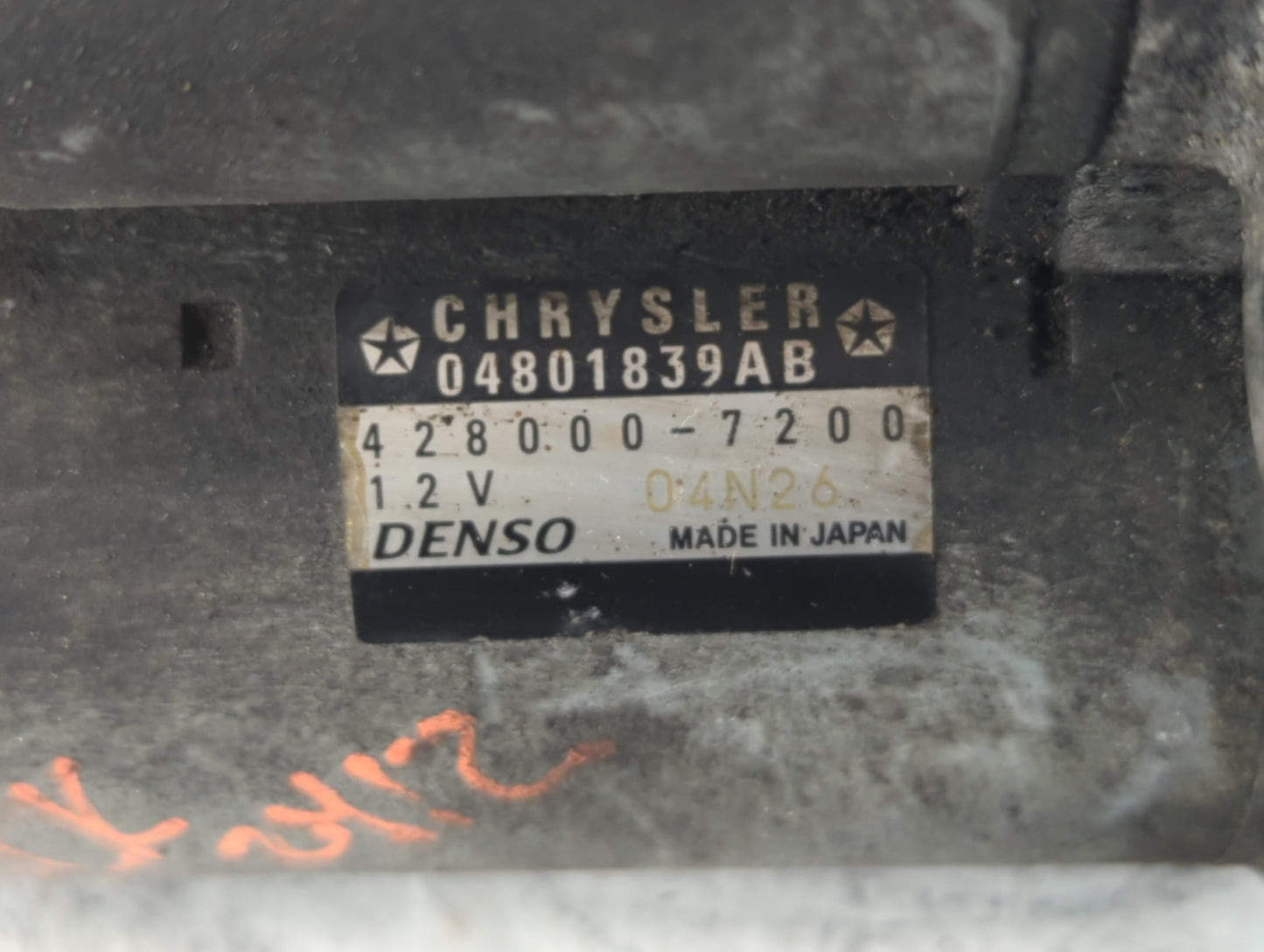 2011-2014 Chrysler 200 Car Starter Motor Solenoid OEM P/N:428000-7200 04801839AB Fits Fits 2011 2012 2013 2014 OEM Used Auto