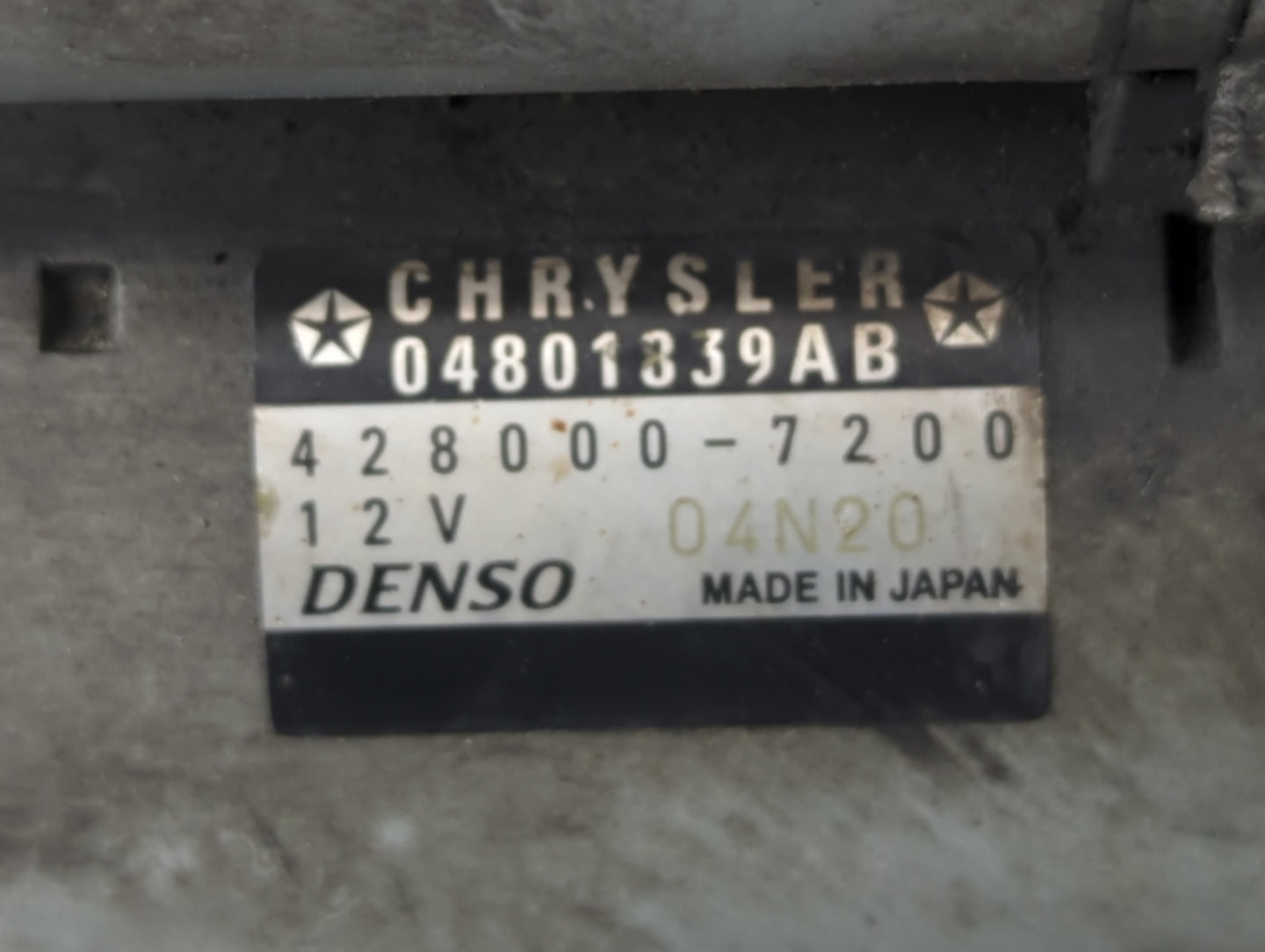 2011-2014 Chrysler 200 Car Starter Motor Solenoid OEM P/N:428000-7200 0481839AB Fits Fits 2011 2012 2013 2014 OEM Used Auto 