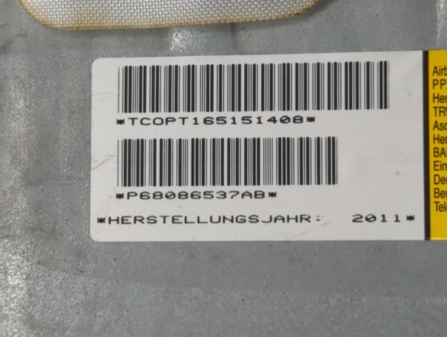 2014 Chrysler Town & Country Air Bag Driver Left Steering Wheel Mounted - Oemusedautoparts1.com