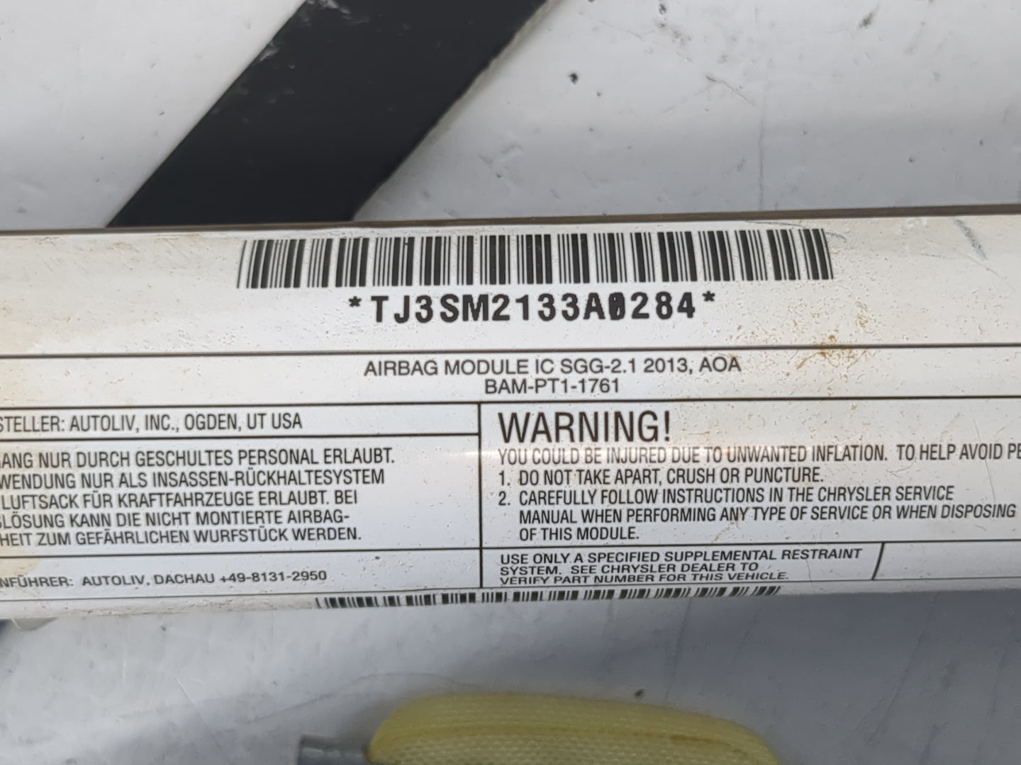2011-2014 Dodge Avenger Passenger Curtain Air Bag Oem - Oemusedautoparts1.com