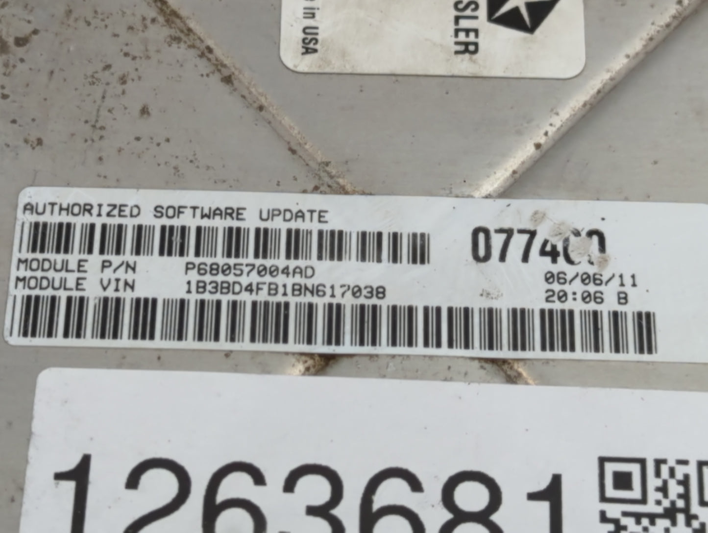 2011 Dodge Avenger PCM Engine Control Computer ECU ECM PCU OEM P/N:P68057004AD P05150541AD Fits OEM Used Auto Parts - Oemuse