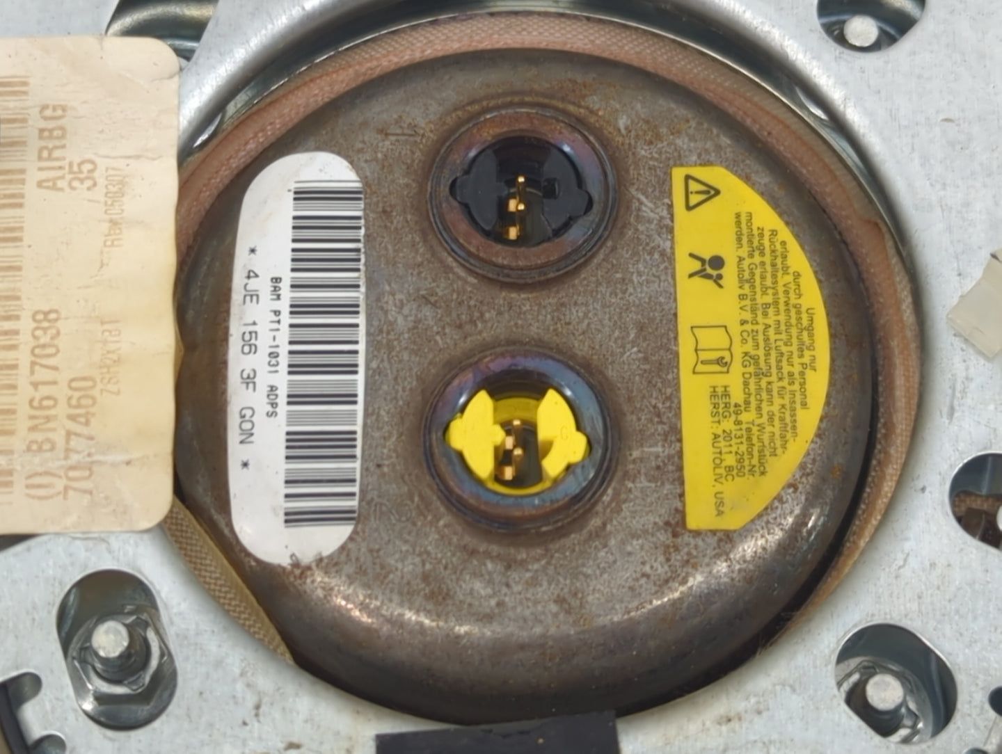 2011 Dodge Avenger Air Bag Driver Left Steering Wheel Mounted P/N:P1AM156 4JE1563FGON, BAMPT11031ADPS Fits OEM Used Auto Par