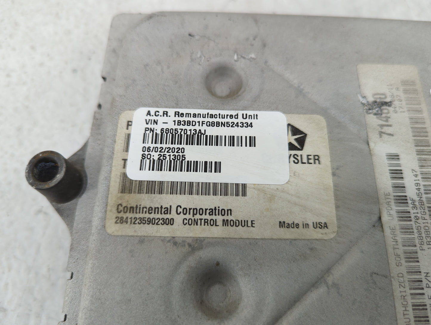 2011 Dodge Avenger PCM Engine Control Computer ECU ECM PCU OEM P/N:P68057013AF 68057013AJ, 2841235902300 Fits OEM Used Auto 
