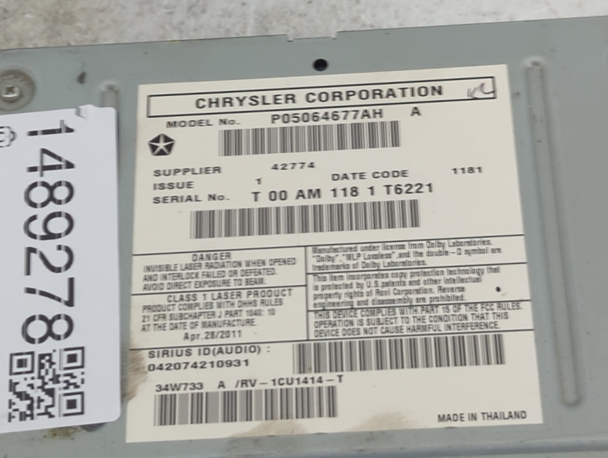 2011-2012 Dodge Avenger Tuner Satellite Receiver P05064677ah - Oemusedautoparts1.com