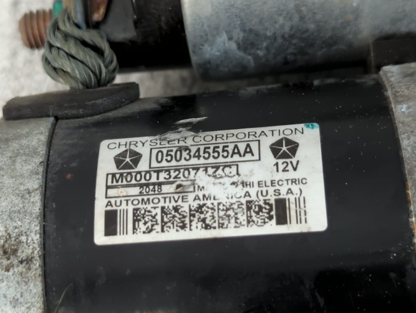 2007-2012 Dodge Caliber Car Starter Motor Solenoid OEM P/N:05034555AA Fits OEM Used Auto Parts - Oemusedautoparts1.com