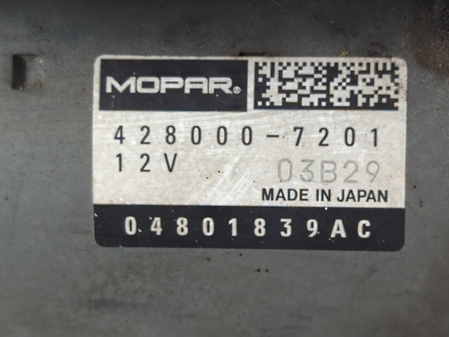 2011 Dodge Caravan Car Starter Motor Solenoid OEM P/N:428000-7201 04801839AC Fits OEM Used Auto Parts - Oemusedautoparts1.co