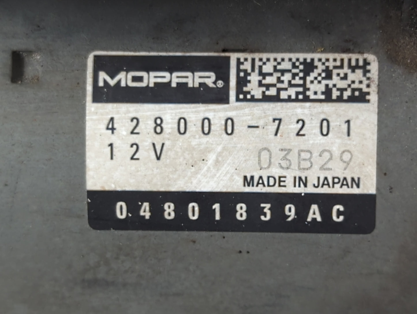 2011 Dodge Caravan Car Starter Motor Solenoid OEM P/N:428000-7201 04801839AC Fits OEM Used Auto Parts - Oemusedautoparts1.co