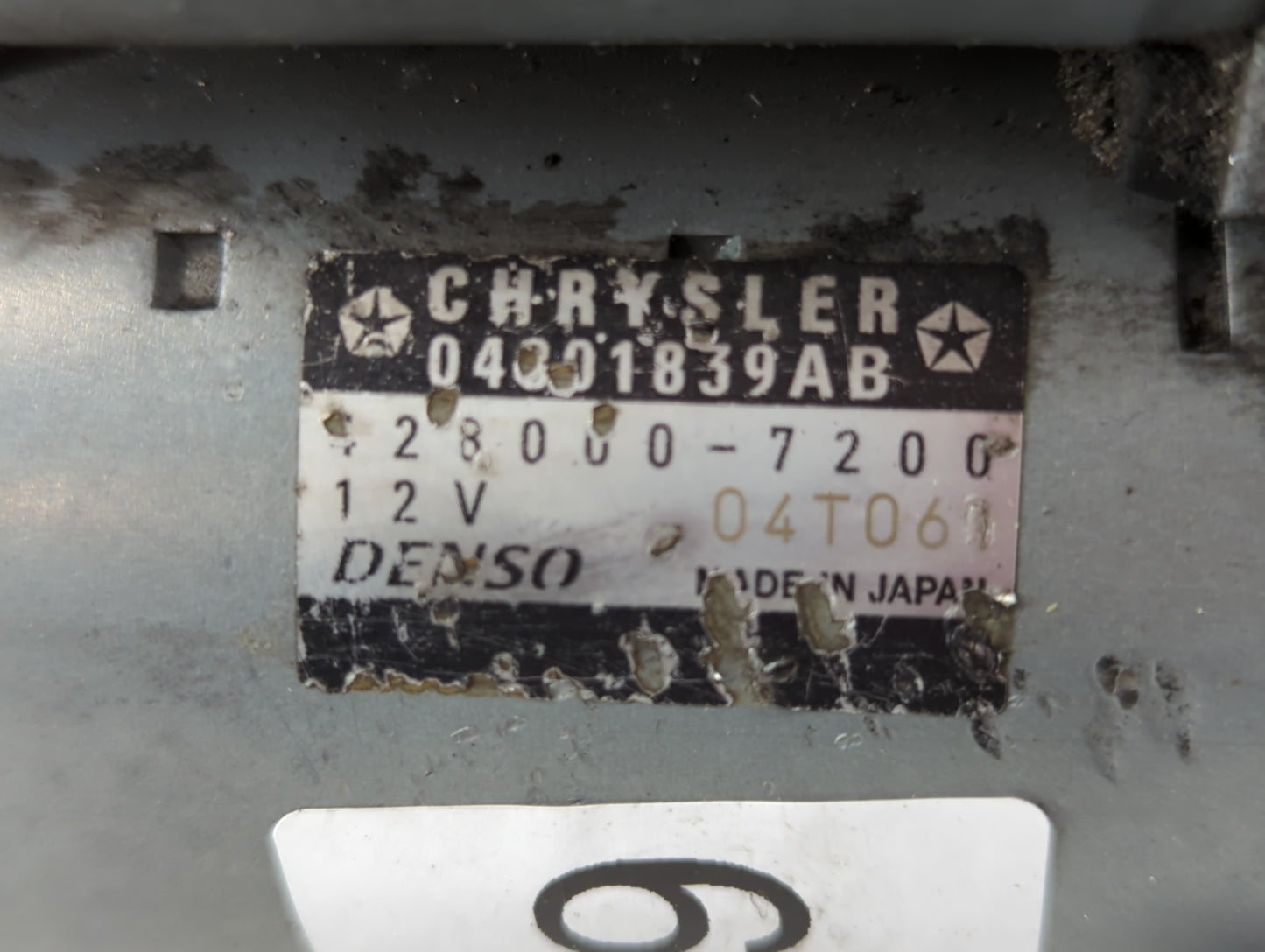 2011 Dodge Caravan Car Starter Motor Solenoid OEM P/N:128000-7200 04001839AB Fits OEM Used Auto Parts - Oemusedautoparts1.co