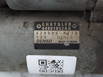 2011-2016 Dodge Challenger Car Starter Motor Solenoid OEM P/N:428000-7210 04801852AB Fits Fits 2011 2012 2013 2014 2015 2016 OEM Used Auto Parts