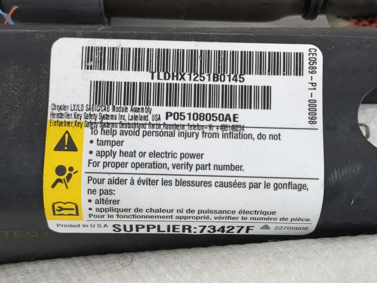 2011-2014 Dodge Charger Passenger Curtain Air Bag Oem - Oemusedautoparts1.com