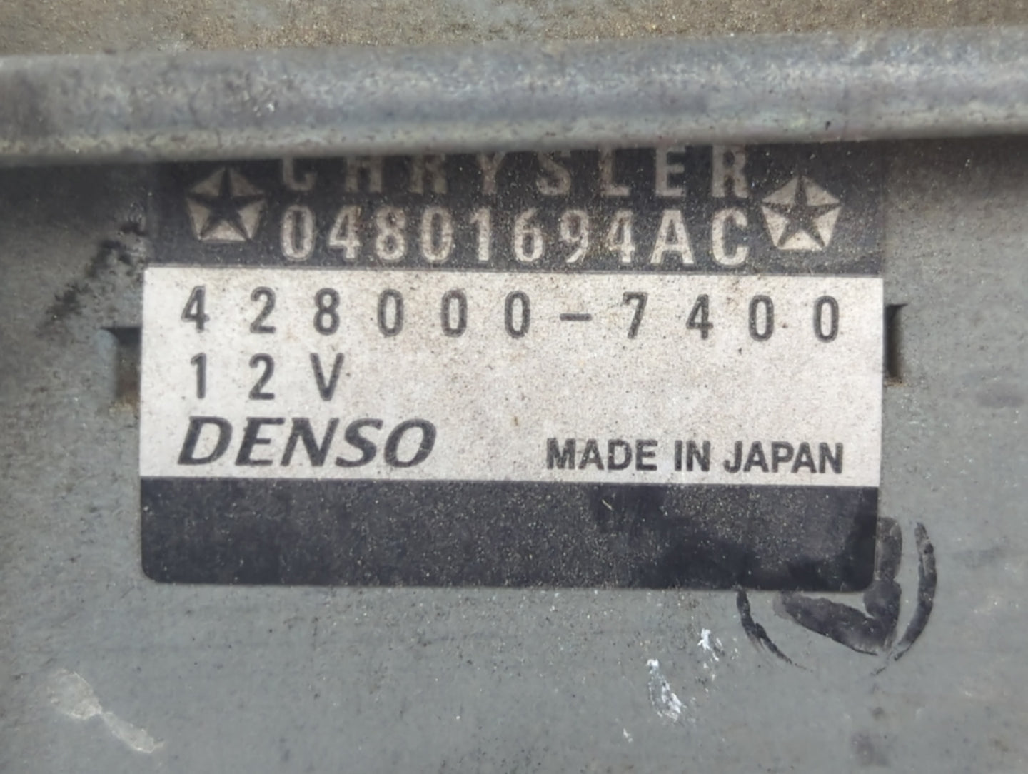 2011-2015 Dodge Durango Car Starter Motor Solenoid OEM P/N:428000-7400 Fits Fits 2011 2012 2013 2014 2015 2016 OEM Used Auto