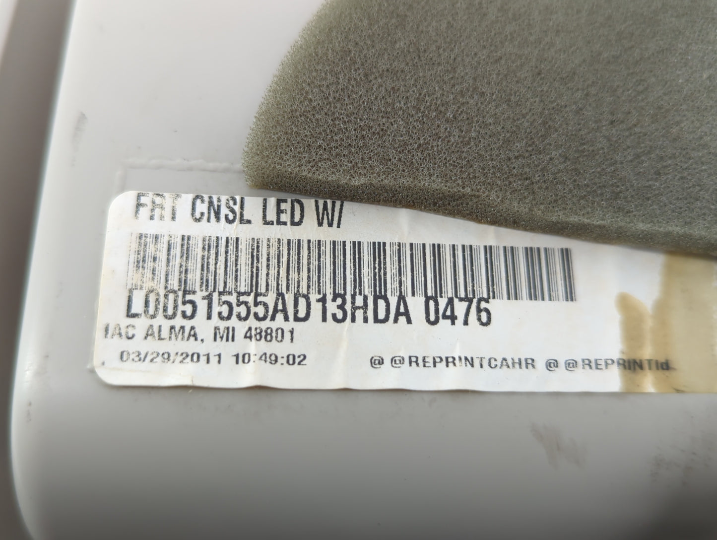2011 Dodge Grand Caravan Overhead Roof Console Light Beige - Oemusedautoparts1.com