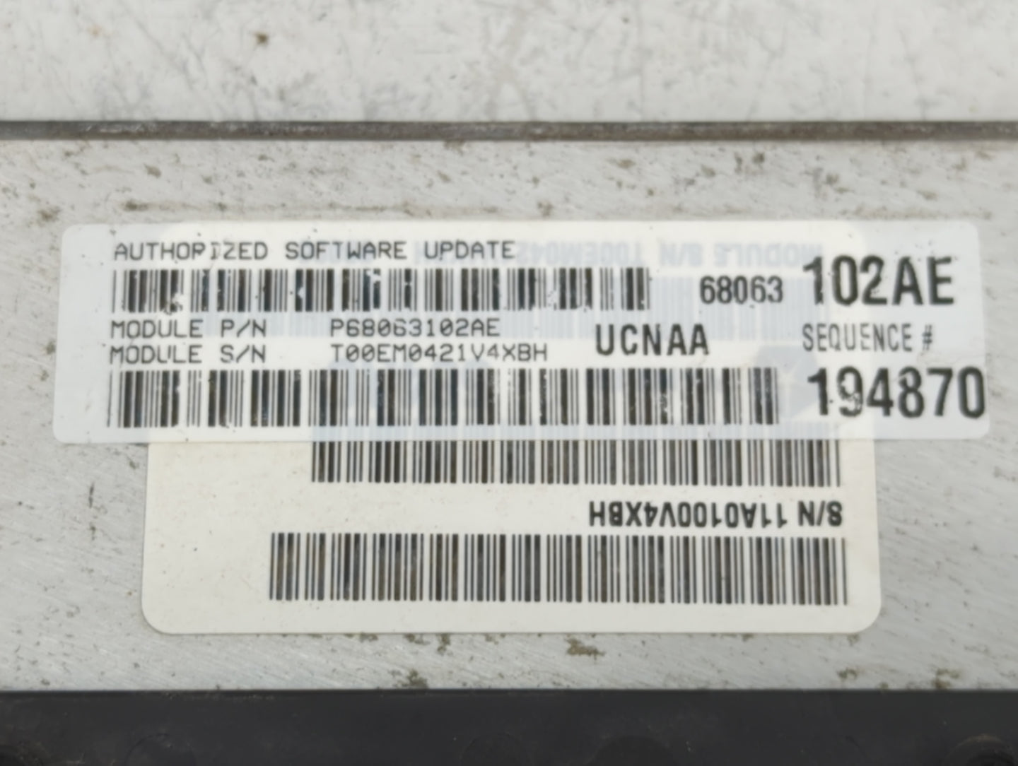 2011 Dodge Ram 1500 PCM Engine Control Computer ECU ECM PCU OEM P/N:P68063102AE 68063102AE Fits OEM Used Auto Parts - Oemuse